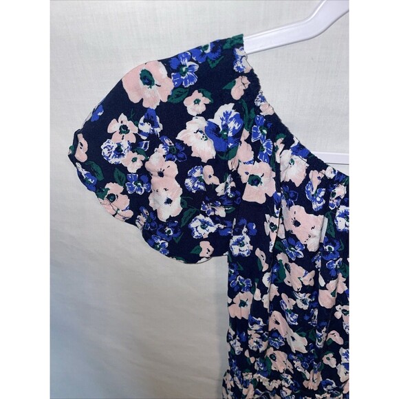 Abercrombie & Fitch Women’s Dressy Romper Sz X Small Blue Floral Party Going Out - Picture 11 of 12